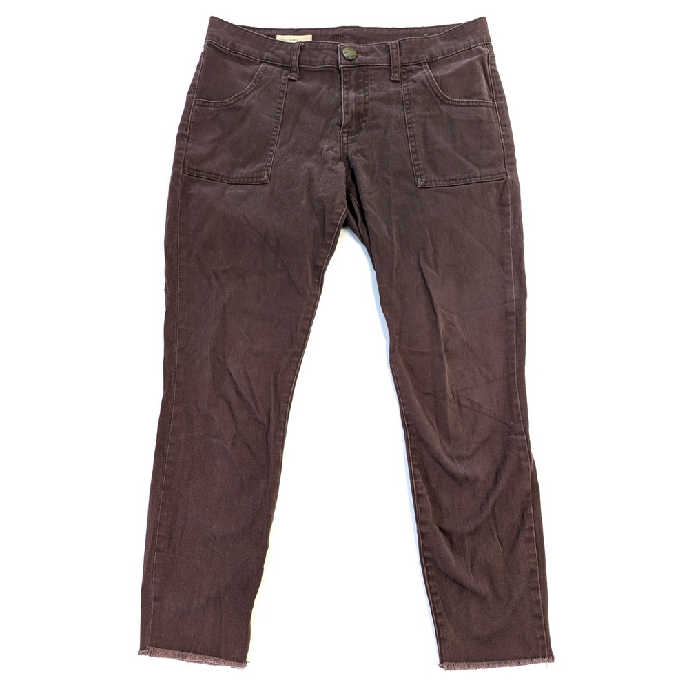 Kut from the Kloth Ankle Skinny Pants Brown Raw Hem KP0426MA1 Size 8
